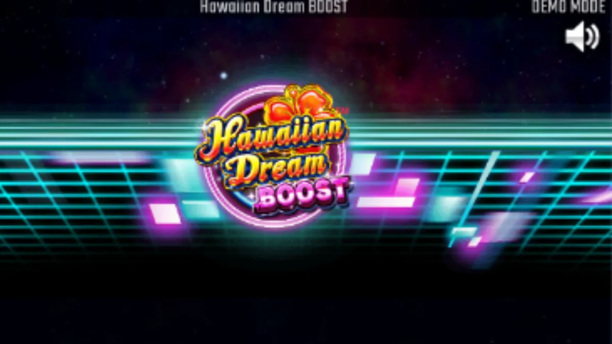 Tampilan visual futuristik dan tropis dari slot Hawaiian Dream Boost